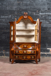 A small Dutch inlaid mahogany display cabinet, 19th C.