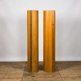 A pair of foldable wooden room dividers, Behrens workshop, Hannover, Germany, early 20th C.