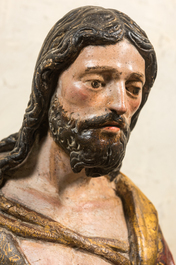 Saint Jean-Baptiste en bois sculpt&eacute; et polychrom&eacute;, Espagne, 17&egrave;me