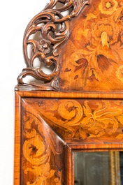 An English walnut and marquetry William and Mary-style mirror, 18/19th C.