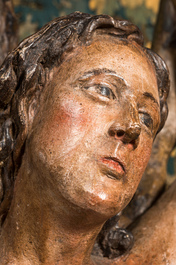 Grand Saint S&eacute;bastien en bois sculpt&eacute; et polychrom&eacute;, Allemagne, 16&egrave;me