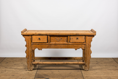 A Chinese elmwooden altar table, 19/20th C.