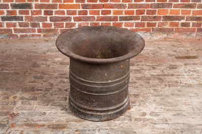 A large cast iron mortar, 17th C.