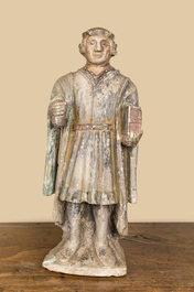 Een polychrome kalkstenen figuur van een edelman, wellicht Frankrijk, 16e eeuw