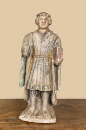 Homme noble en pierre sculpt&eacute;e et polychrom&eacute;e, probablement France, 16&egrave;me