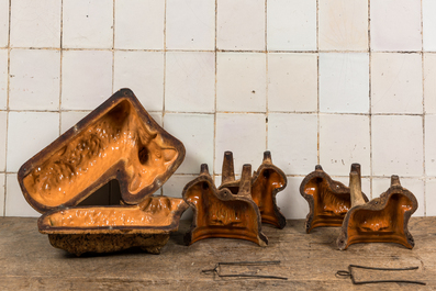 Three pottery moulds for pie in the shape of lambs, 19/20th C.