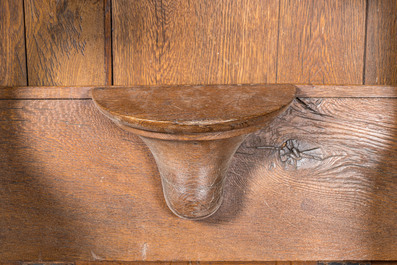 An impressive Flemish oak pew, 18th C.