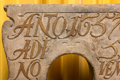 Three dated stone arch-shaped architectural elements, 17th C.