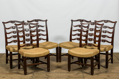 Zes Engelse mahoniehouten stoelen, 19e eeuw