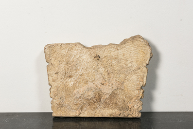 A marble relief with a coat of arms flanked by two wild men, 17th C.