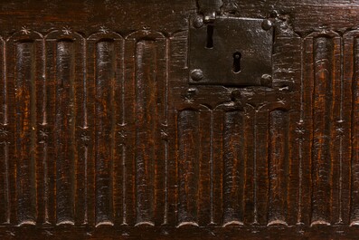A wooden chest, 17th C.