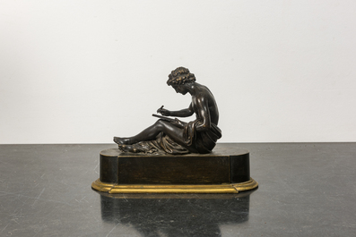 Sculpture en bronze d'un philosophe d'apr&egrave;s l'antique, 19&egrave;me