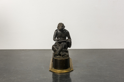 Een bronzen sculptuur van een filosoof naar antiek voorbeeld, 19e eeuw