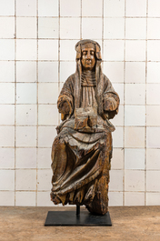 A walnut sculpture of Bridget of Sweden, early 16th C.