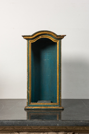 A polychromed and partly gilt wooden hanging niche, 18th C.