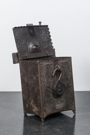 A wrought iron offer or alms box from a church, probably Spain, 17th C.