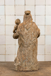 A Flemish carved stone figure of the Madonna with Child, 17th C.