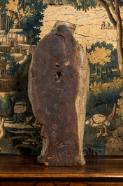 A grey patinated walnut figure of a bishop, Southern Netherlands, early 17th C.