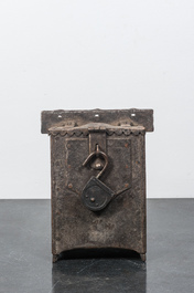 A wrought iron offer or alms box from a church, probably Spain, 17th C.