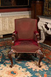 A Spanish or Portuguese walnut armchair, 19th C.
