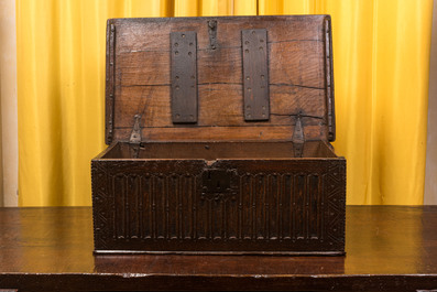 A wooden chest, 17th C.