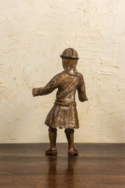 A polychrome wooden figure of a soldier, 17th C.