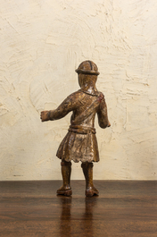 Soldat en bois polychrome, 17&egrave;me