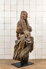 Een notelaren sculptuur van Birgitta van Zweden, vroege 16e eeuw