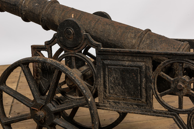 A cast iron model of a cannon, 19th C.