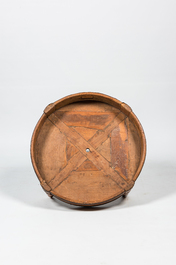 A fragment of a wooden barrel mounted as a base for a table, 19/20th C