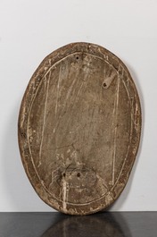 A large oval carved wooden 'Medusa' relief, 19th C.