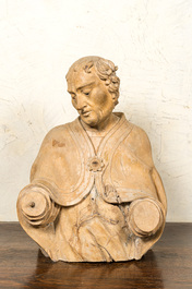 A basswooden bust of a male saint, Germany, 16th C.