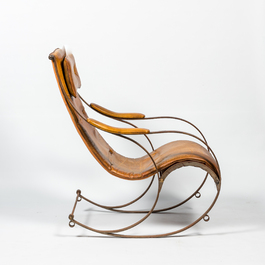 A rocking chair with leather upholstery, Peeter Cooper for Winfield, ca. 1900