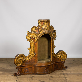 A Louis XV-style partly gilt oak tabernacle, 18th C.