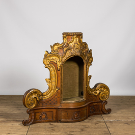 A Louis XV-style partly gilt oak tabernacle, 18th C.
