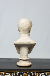 Henry Hugh Armstead (1828-1905) : Buste en marbre blanc d'un homme, dat&eacute; 1874