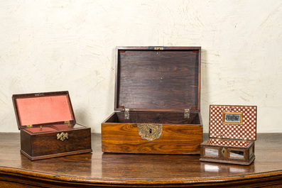 Three various wooden boxes, 18/19th C.