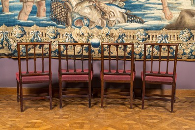 Six English mahogany chairs and a pair of armchairs, 19th C.