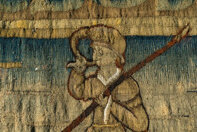 A Flemish 'falconry' wall tapestry, 17th C.