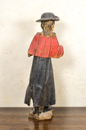 A large polychrome oak figure of a nobleman, 19th C.