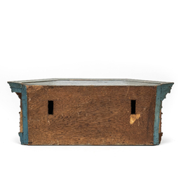 Console murale armori&eacute;e en bois polychrom&eacute; et alb&acirc;tre &agrave; d&eacute;cor de putti, 18&egrave;me