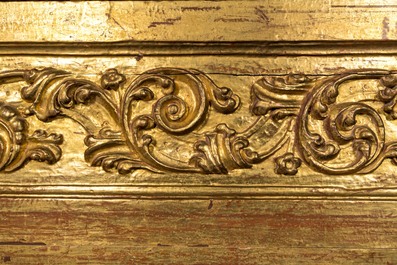A large carved and gilt wooden panel with floral design, Italy, 17th C.