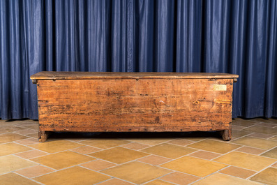 An Italian wooden 'pastiglia' coffer with Fleur-de-lis and rampant lions, Florence, 16th C.