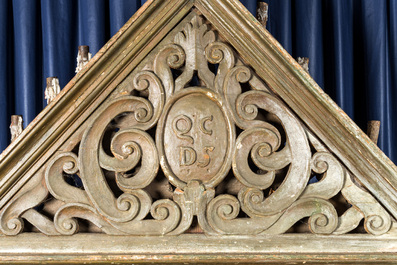 A massive patinated wooden 'tenebrae' church candlestick, 18th C.