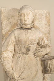 Homme et femme en pierre calcaire sculpt&eacute;e, France, Val de Loire, fin du 16&egrave;me