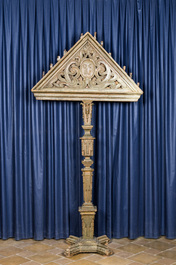 A massive patinated wooden 'tenebrae' church candlestick, 18th C.