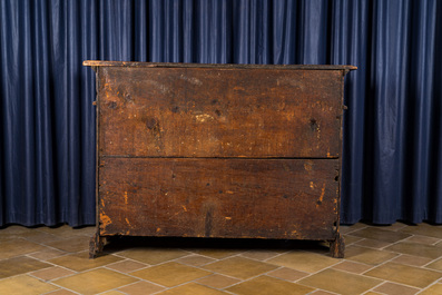 An Italian walnut sideboard with two doors and three drawers, 18th C.