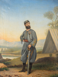 Oswald Marie (19&egrave;me): Zouave papal, huile sur toile, dat&eacute; 1874