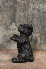 A patinated bronze model of a fox terrier dog, 20th C.