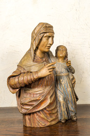 Sainte Anne enseignante en tilleul sculpt&eacute; et polychrom&eacute;, Allemagne, vers 1600